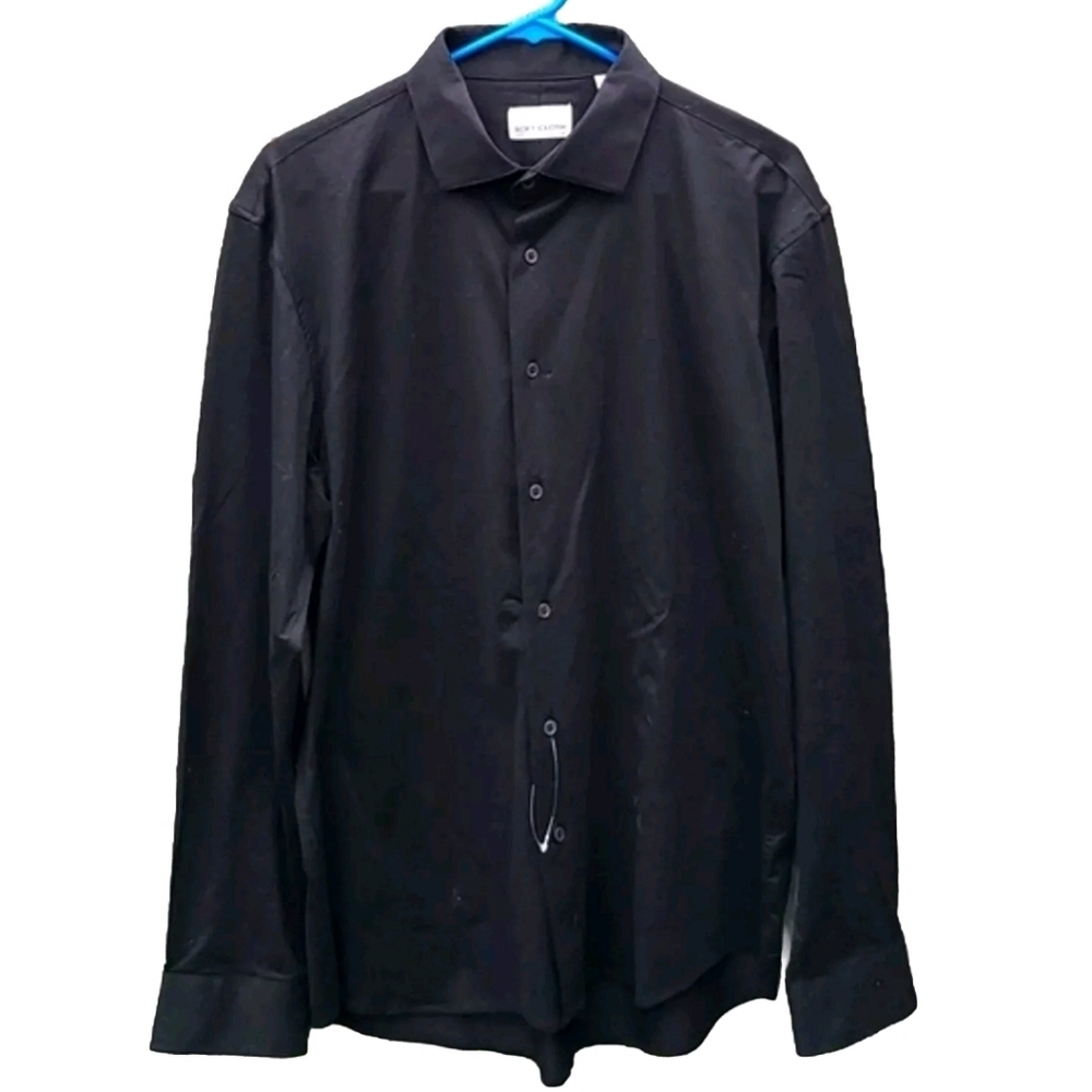 Soft Cloth Button Down Shirt in Black New With Tags Size Large